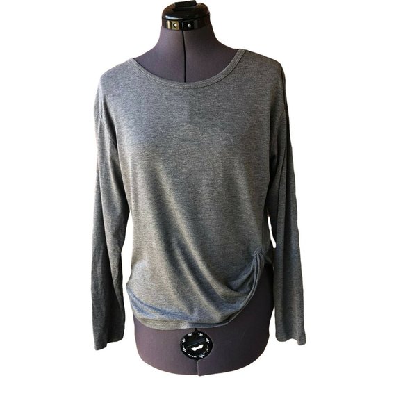 Shein Twist-Front Casual Top Long-Sleeve Scoop-Neck Gray Sz. S - Picture 1 of 7